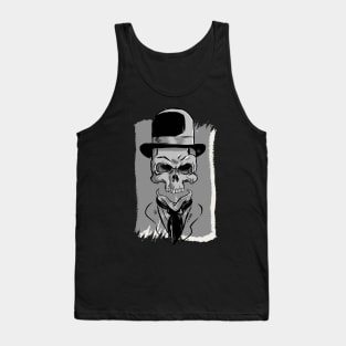 Skull with Derby Bowler Hat Graphic Tank Top